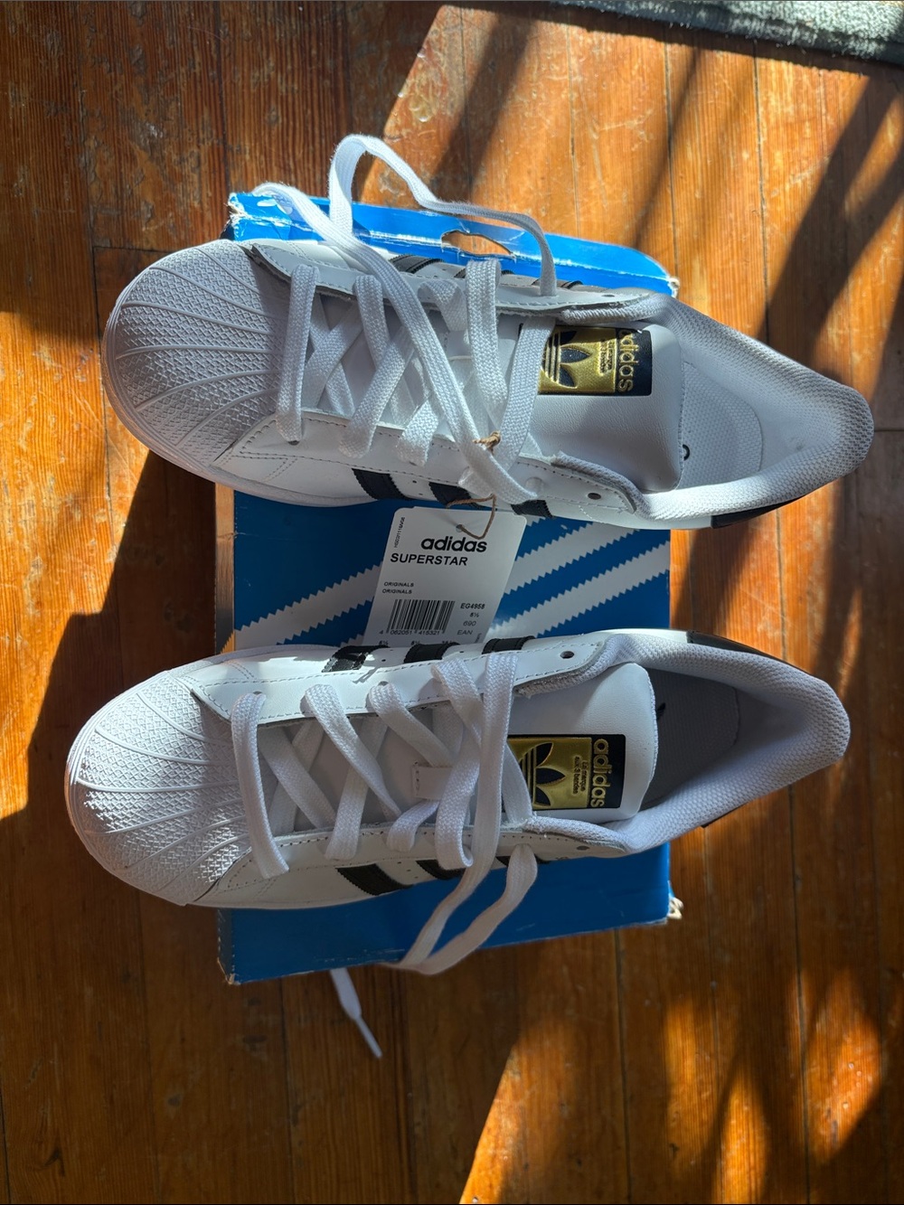 adidas Superstar Sneakers - White with Black Accents and Gold Logo